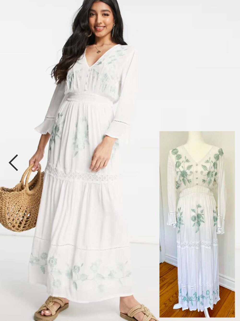 ASOS DESIGN casual embroidered maxi with lace details